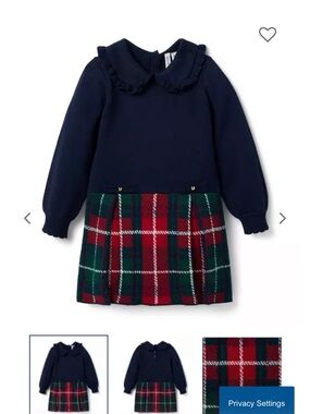 Navy Top with Red & Green Plaid Skirt Dress tartan janie & jack